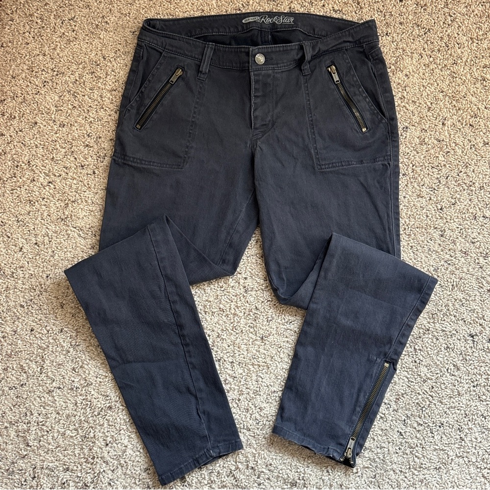 Streetwear grunge Old Navy Rock Star Charcoal low rise skinny pants women’s 10